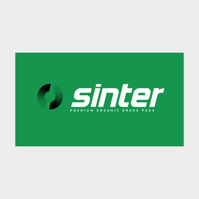 Sinter premium organic brake pads logo on green background